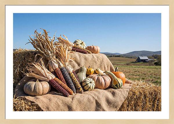 Harvest Arrangement With Corn And Squash