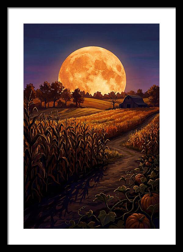 Harvest Moon Over Autumn Fields