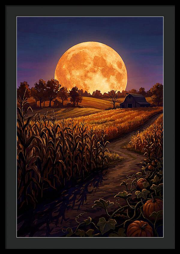 Harvest Moon Over Autumn Fields