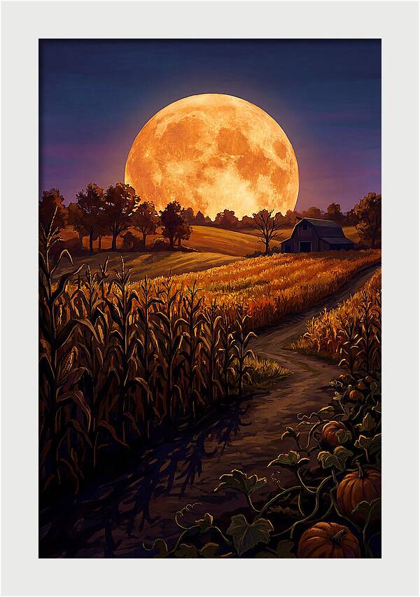 Harvest Moon Over Autumn Fields