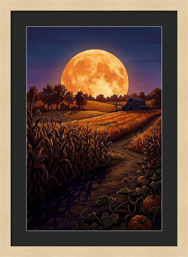 Harvest Moon Over Autumn Fields