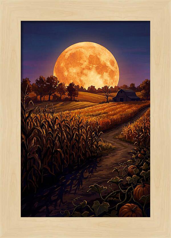 Harvest Moon Over Autumn Fields