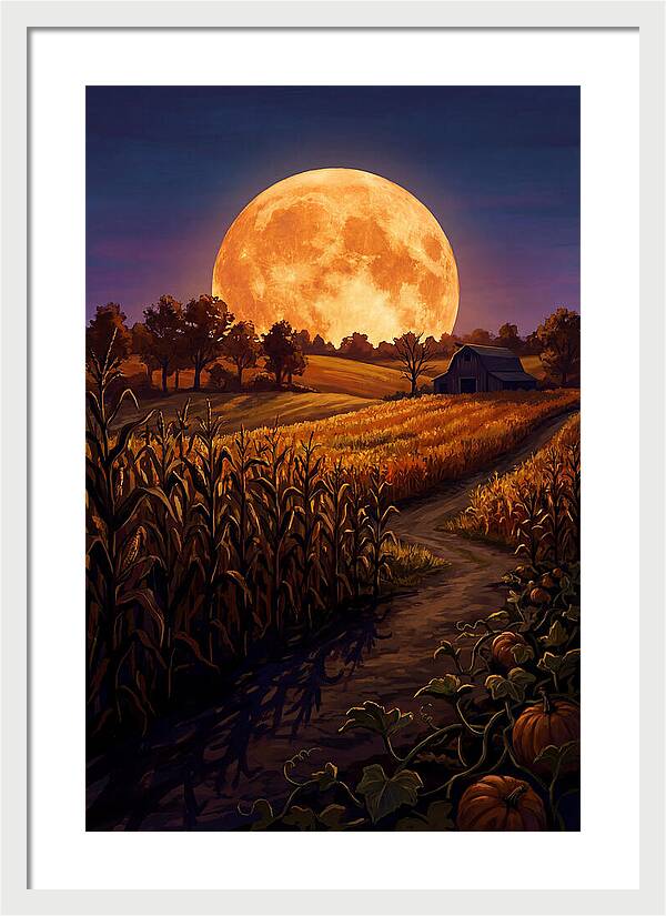 Harvest Moon Over Autumn Fields