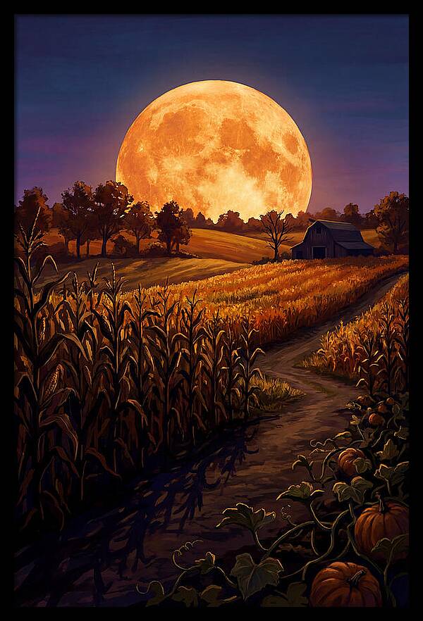 Harvest Moon Over Autumn Fields