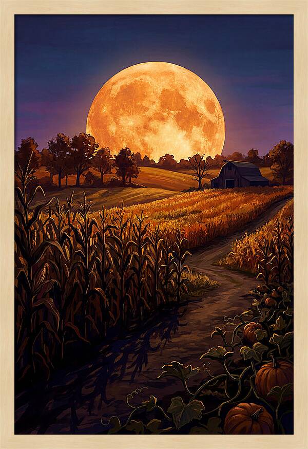 Harvest Moon Over Autumn Fields