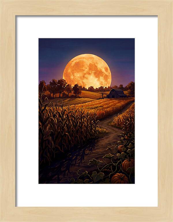 Harvest Moon Over Autumn Fields
