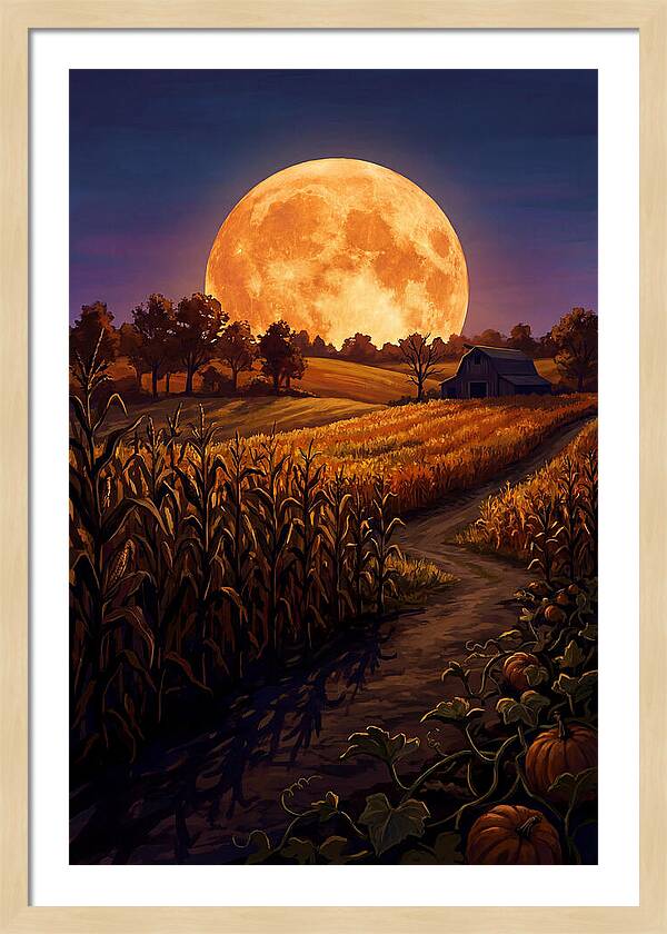 Harvest Moon Over Autumn Fields