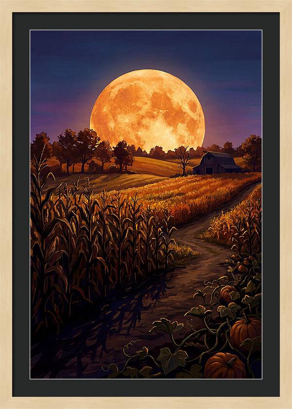 Harvest Moon Over Autumn Fields