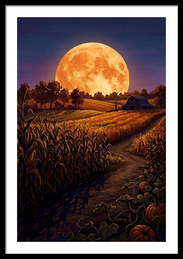 Harvest Moon Over Autumn Fields