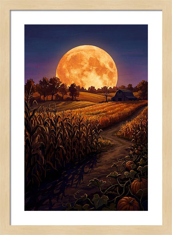 Harvest Moon Over Autumn Fields