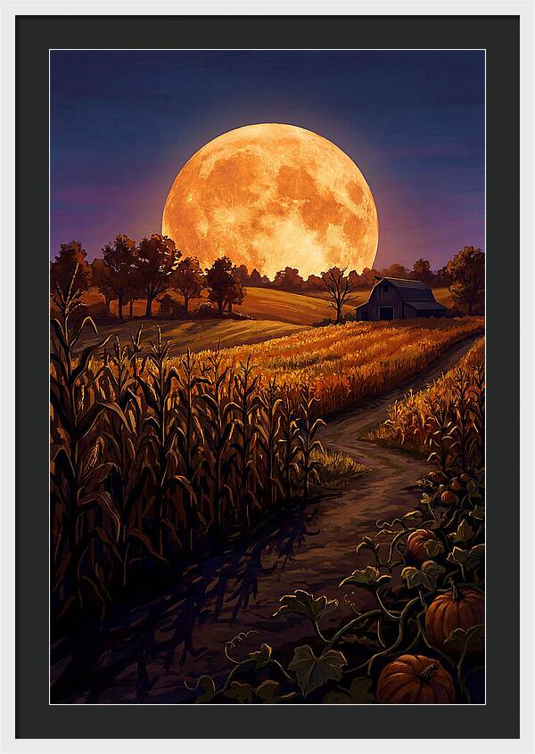 Harvest Moon Over Autumn Fields