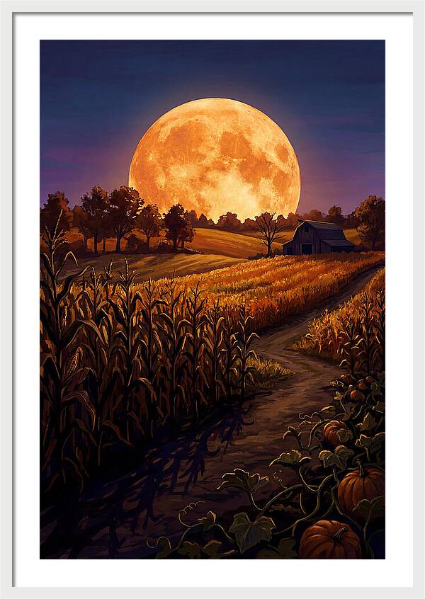 Harvest Moon Over Autumn Fields
