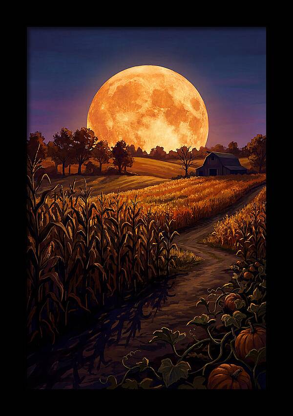 Harvest Moon Over Autumn Fields