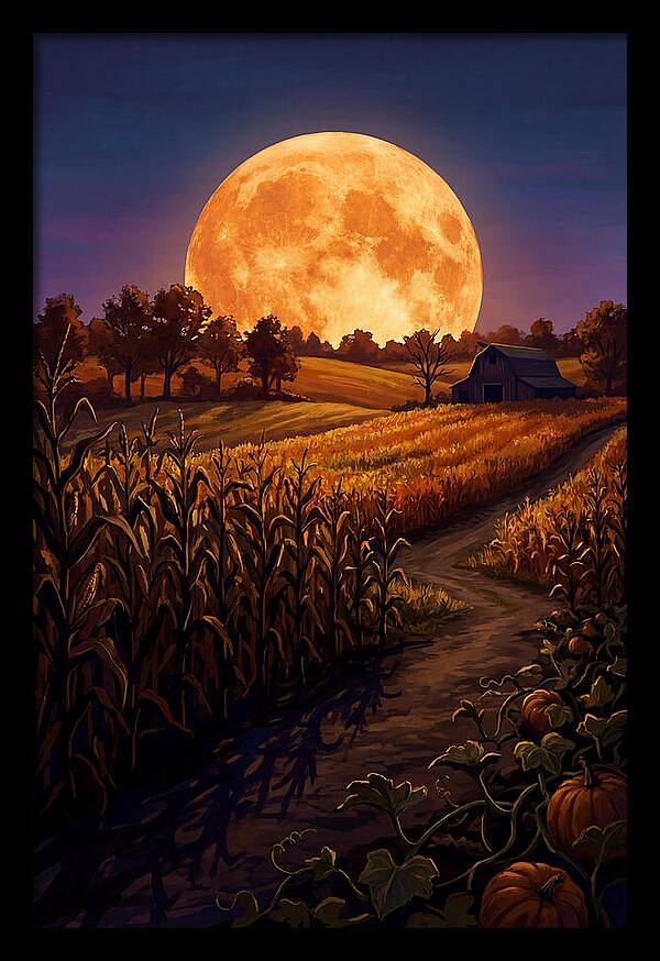 Harvest Moon Over Autumn Fields