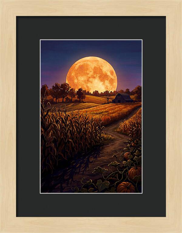 Harvest Moon Over Autumn Fields
