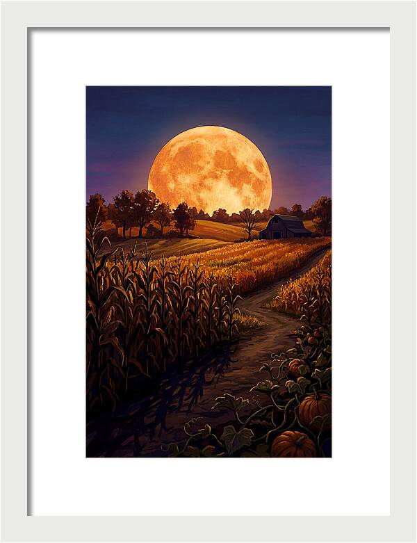 Harvest Moon Over Autumn Fields