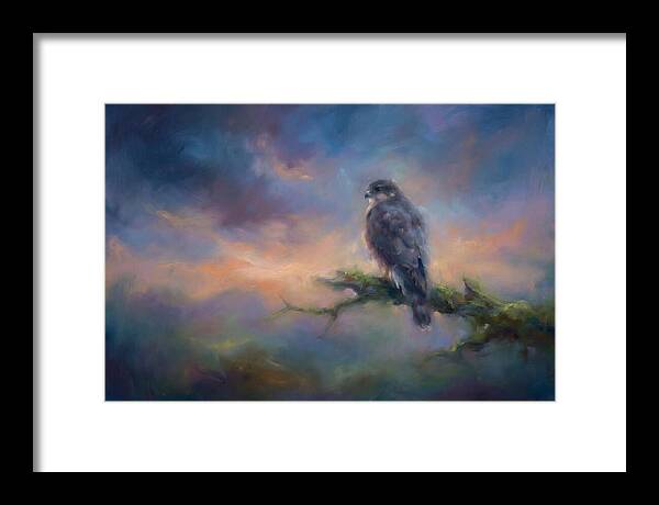 Hawk Perched At Dusk