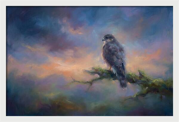 Hawk Perched At Dusk