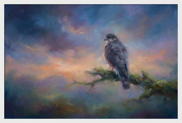 Hawk Perched At Dusk