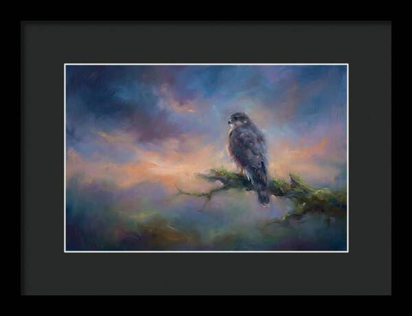 Hawk Perched At Dusk