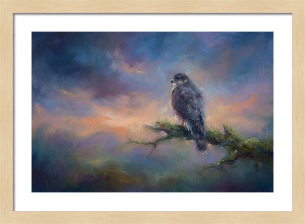 Hawk Perched At Dusk