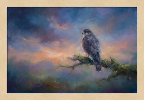 Hawk Perched At Dusk
