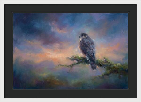 Hawk Perched At Dusk