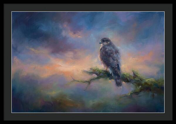 Hawk Perched At Dusk