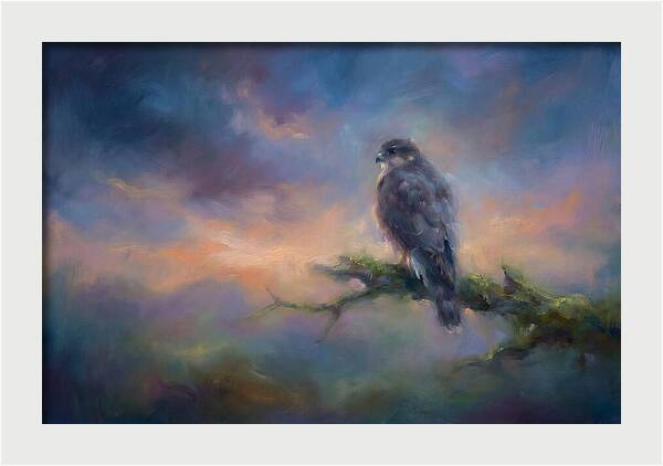 Hawk Perched At Dusk