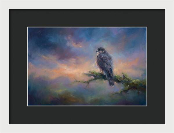Hawk Perched At Dusk