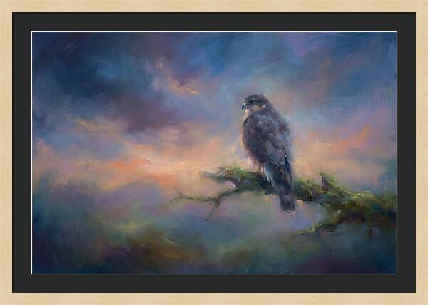 Hawk Perched At Dusk