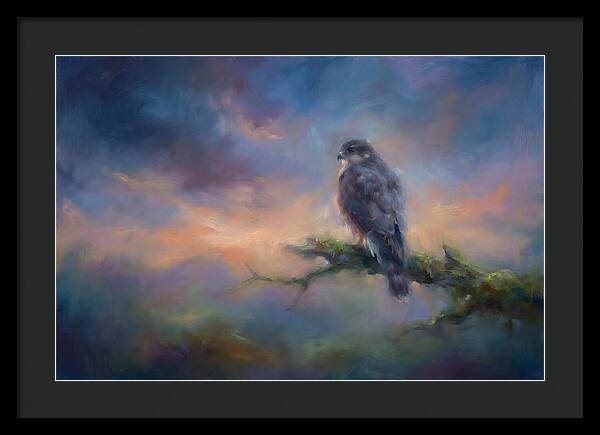 Hawk Perched At Dusk