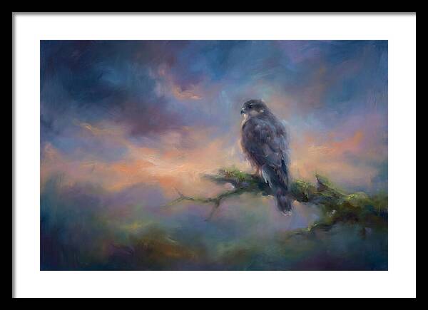 Hawk Perched At Dusk