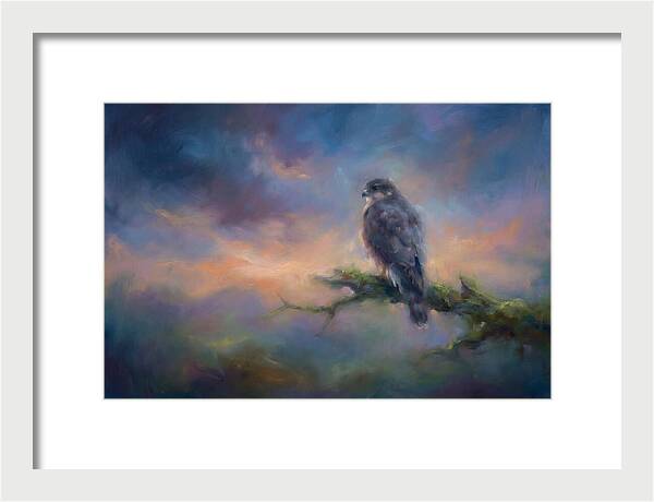 Hawk Perched At Dusk