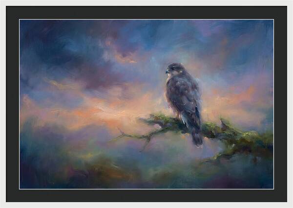Hawk Perched At Dusk