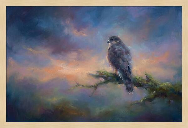 Hawk Perched At Dusk