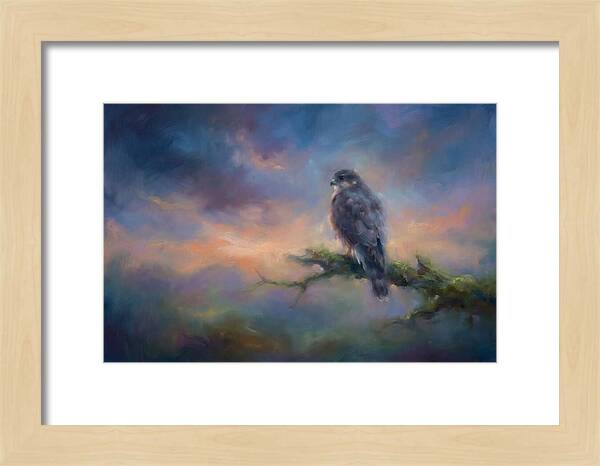 Hawk Perched At Dusk