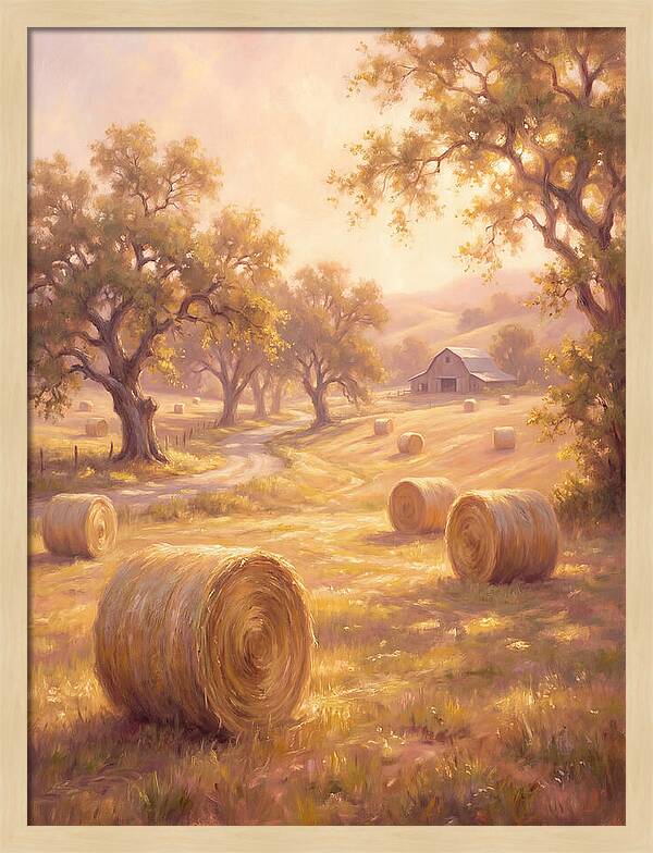 Hay Bales At Dusk