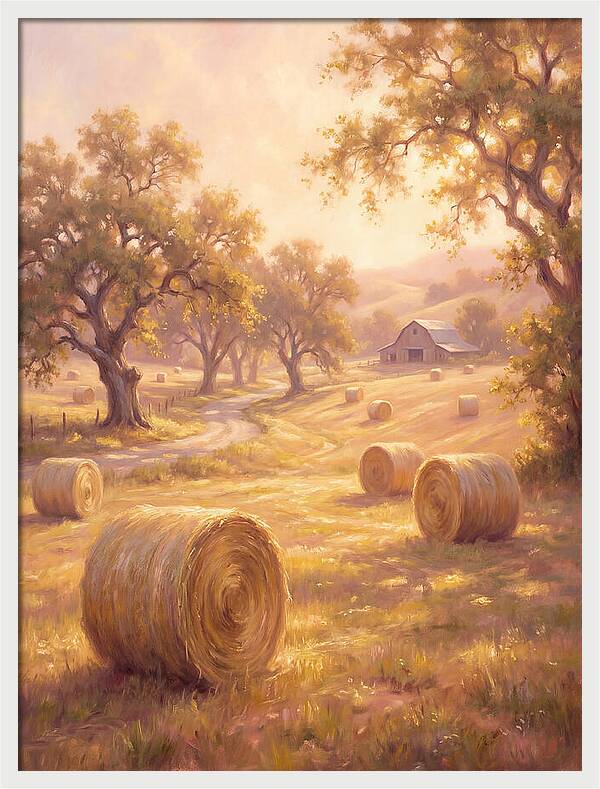 Hay Bales At Dusk