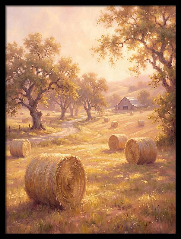 Hay Bales At Dusk