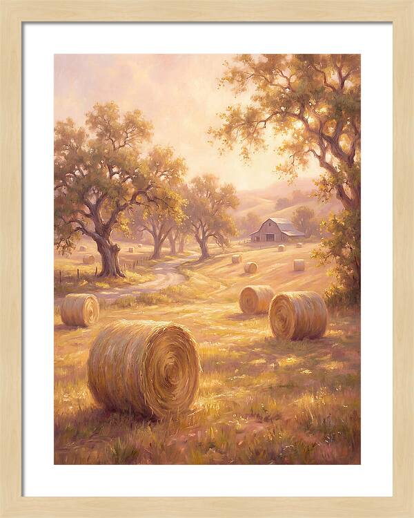 Hay Bales At Dusk