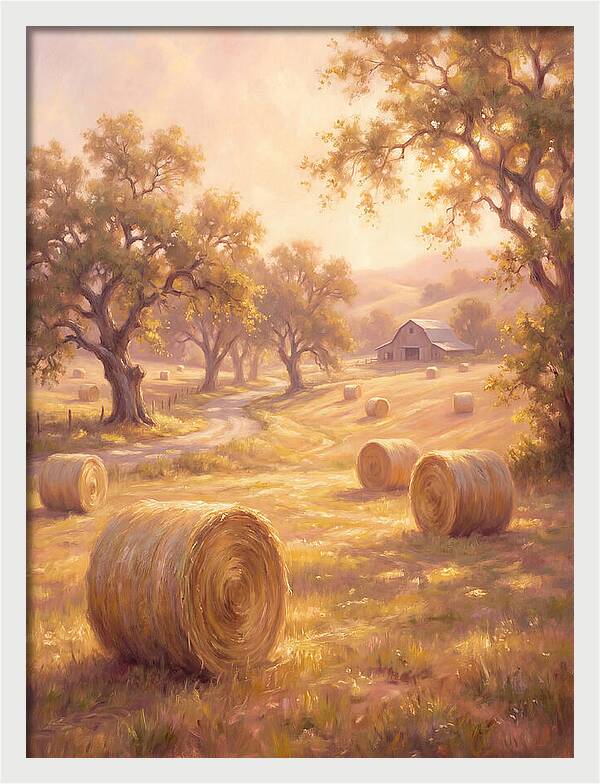 Hay Bales At Dusk