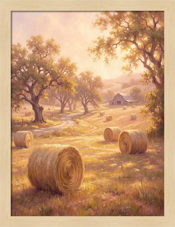 Hay Bales At Dusk
