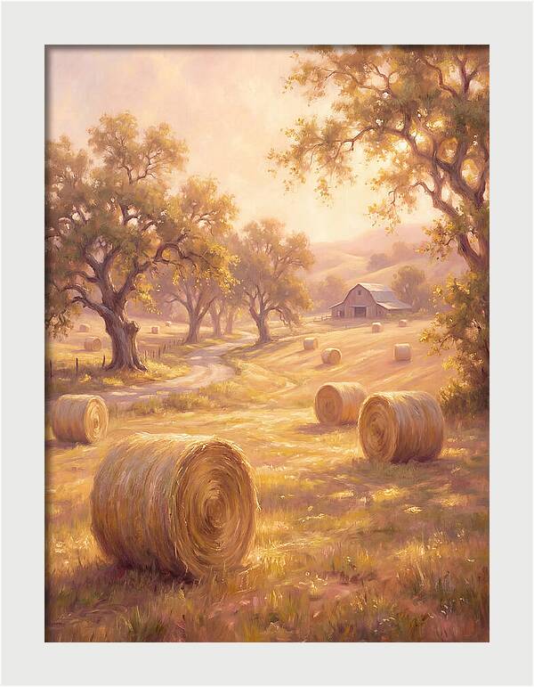 Hay Bales At Dusk