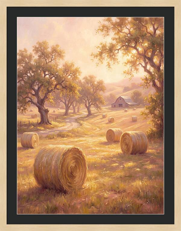 Hay Bales At Dusk