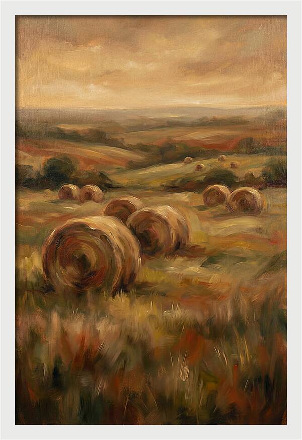Hay Bales Dotting Meadow