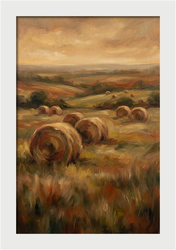 Hay Bales Dotting Meadow