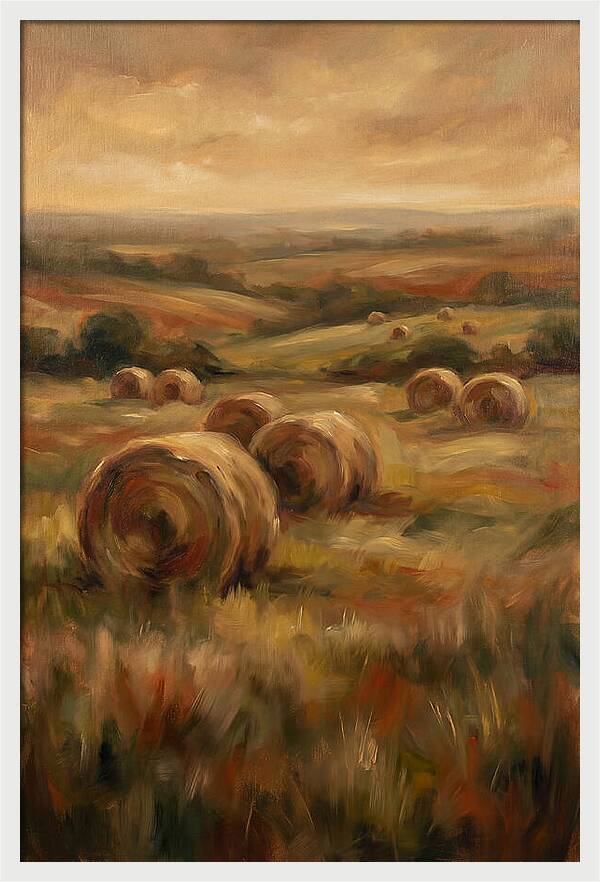 Hay Bales Dotting Meadow