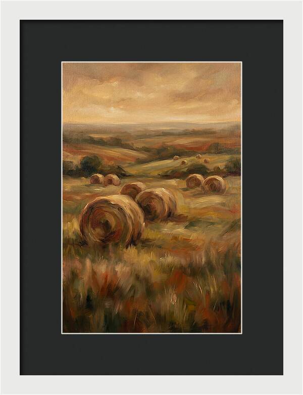 Hay Bales Dotting Meadow