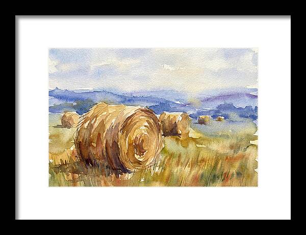 Hay Bales In Serene Landscape